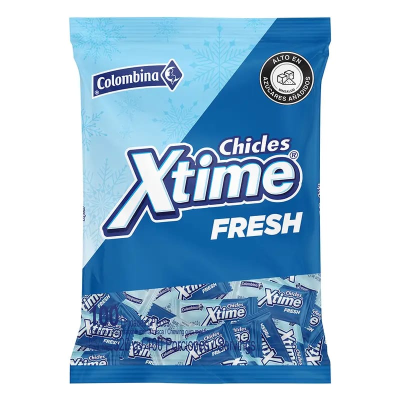 CHICLE XTIME FRESH COLOMB.1x100 UN