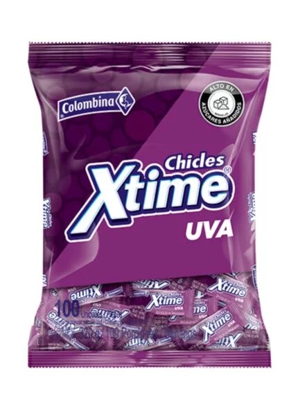 CHICLE XTIME UVA COLOMB.1x100 UN