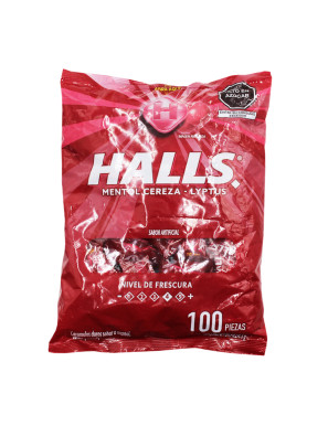 CARAM.HALLS BOLSA CEREZA 1x100 UND