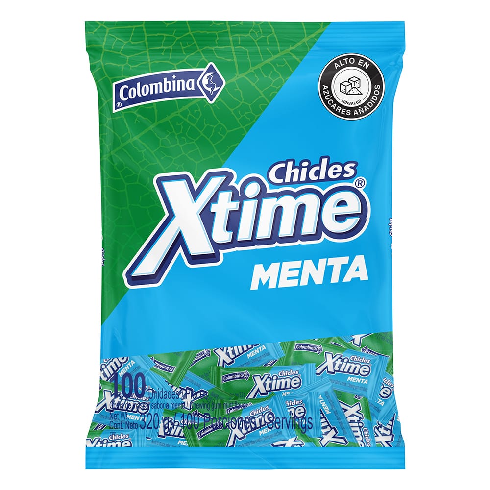 CHICLE XTIME MENTA COLOMB.1x100 UN