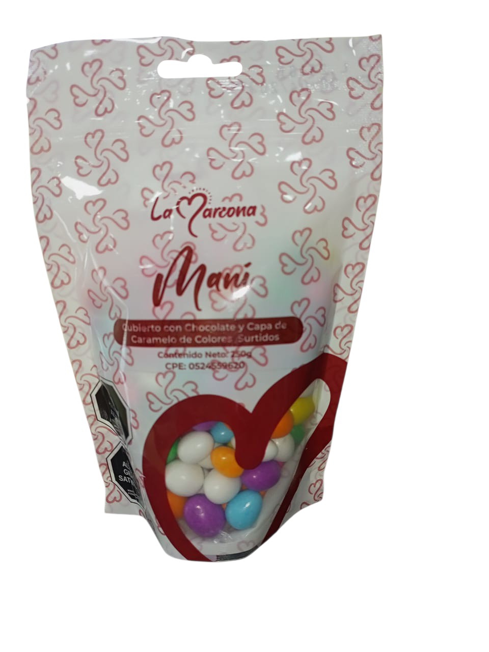 CAR.MANI CONFIT.CHOCOLATE SURT.BOLSA 1x250Grs.