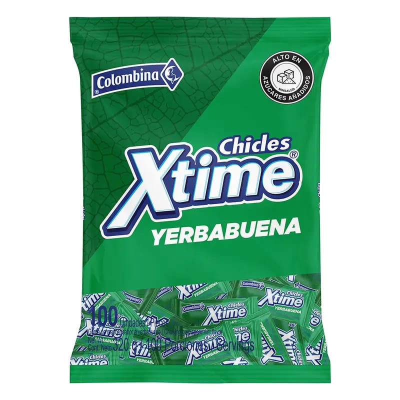 CHICLE XTIME YERBABUENA COLOMBINA 1x100