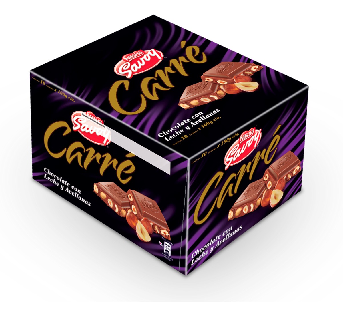 CHOC.SAVOY CARRE AVELLANAS 1x10x100Grs.