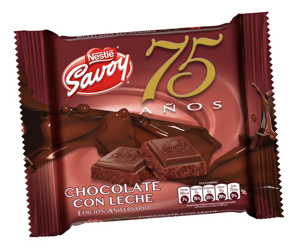 CHOC.SAVOY CARRE 75 ANIVERS.1x10x100Grs.