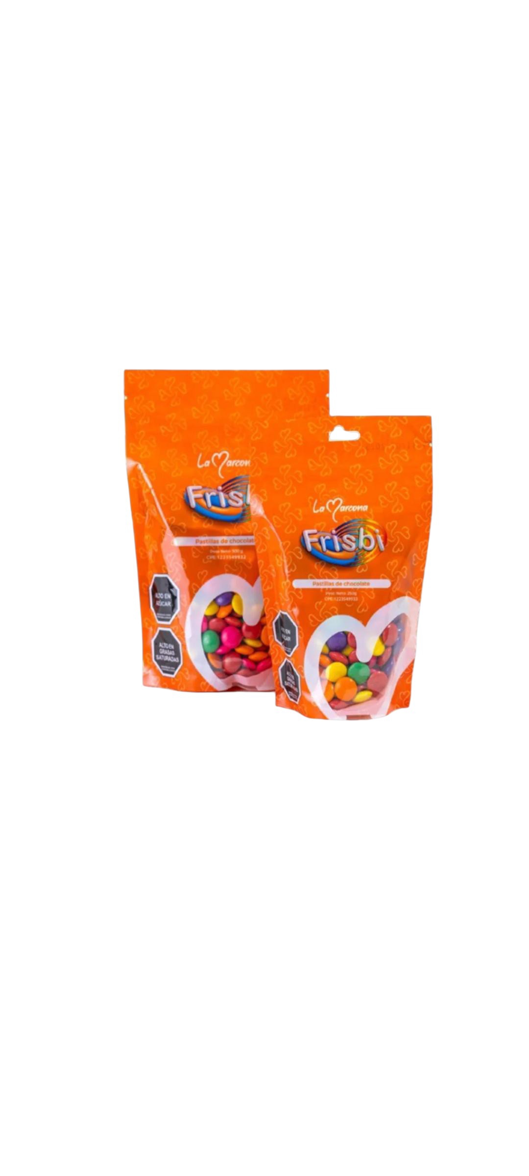 CHOC.LA MARCONA FRISBI PASTILLA CHOCO.BOLSA 1x250 Grs.