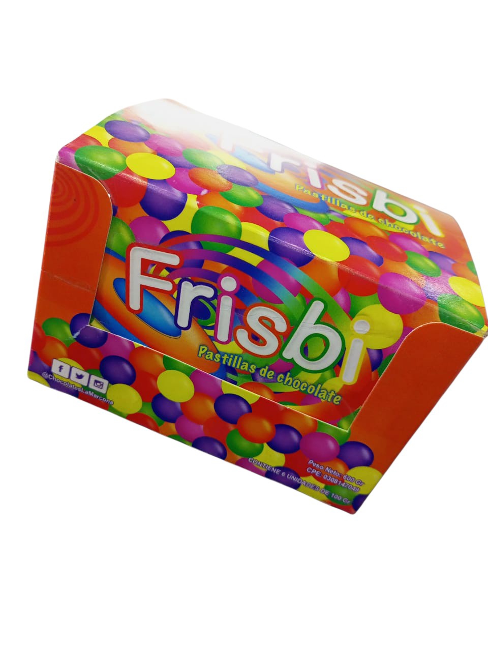 CHOC.LA MARCONA FRISBI PASTILLA CHOCO.DISPLEY  6x100Grs.