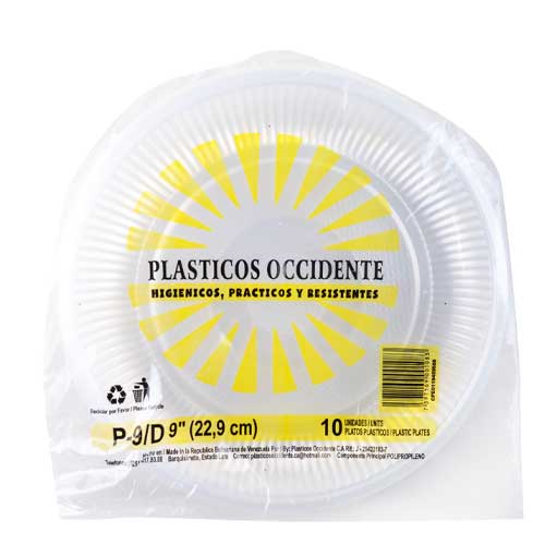 PLATO PLAST.Nº 9 OCCIDENTE 30x10 UND.**