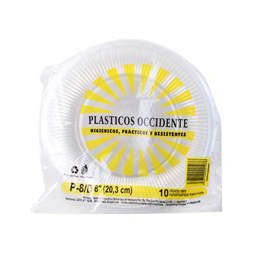 PLATO PLAST.Nº 8 OCCIDENTE 50x10 UND.**