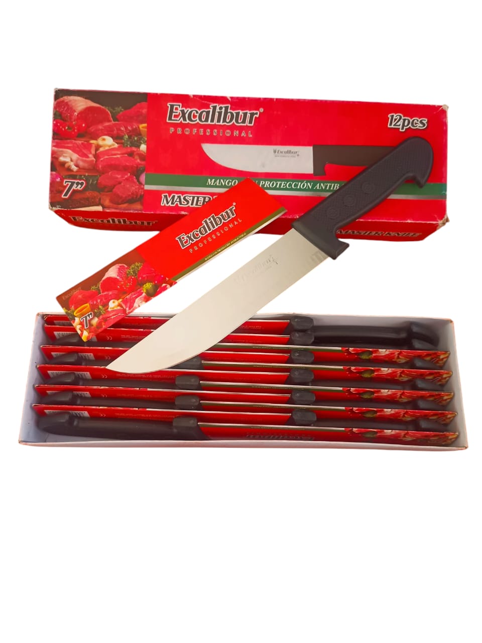 H.CUCHILLO MANGO NEGRO 7"EXCAL.1x12U.R:H6166-7