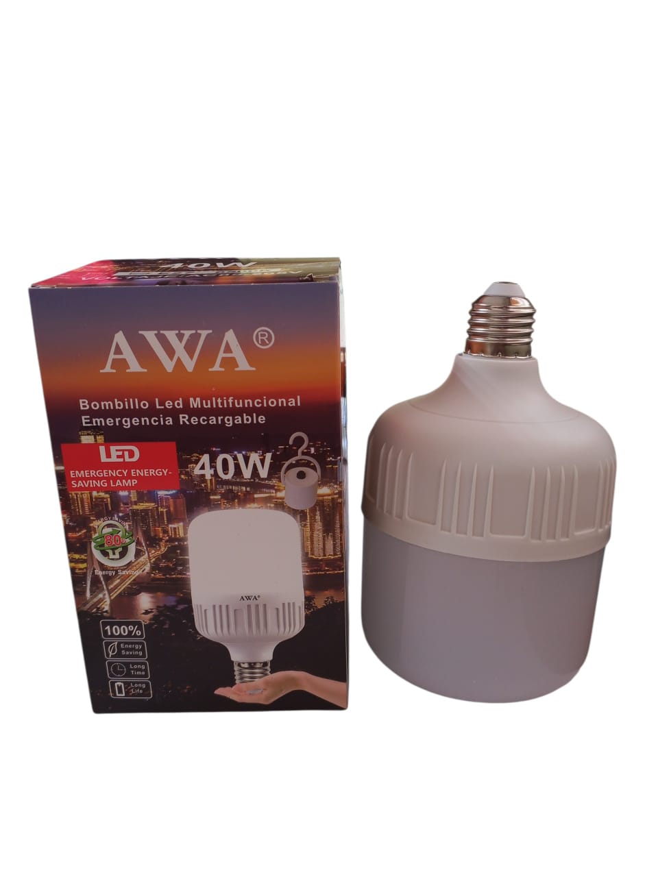 BOMBILLO RECARGABLE AWA 40W UND**