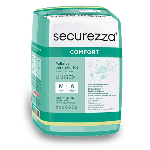 PAÑAL.SECUREZZA COMFORT TALLA M 1x6UND.