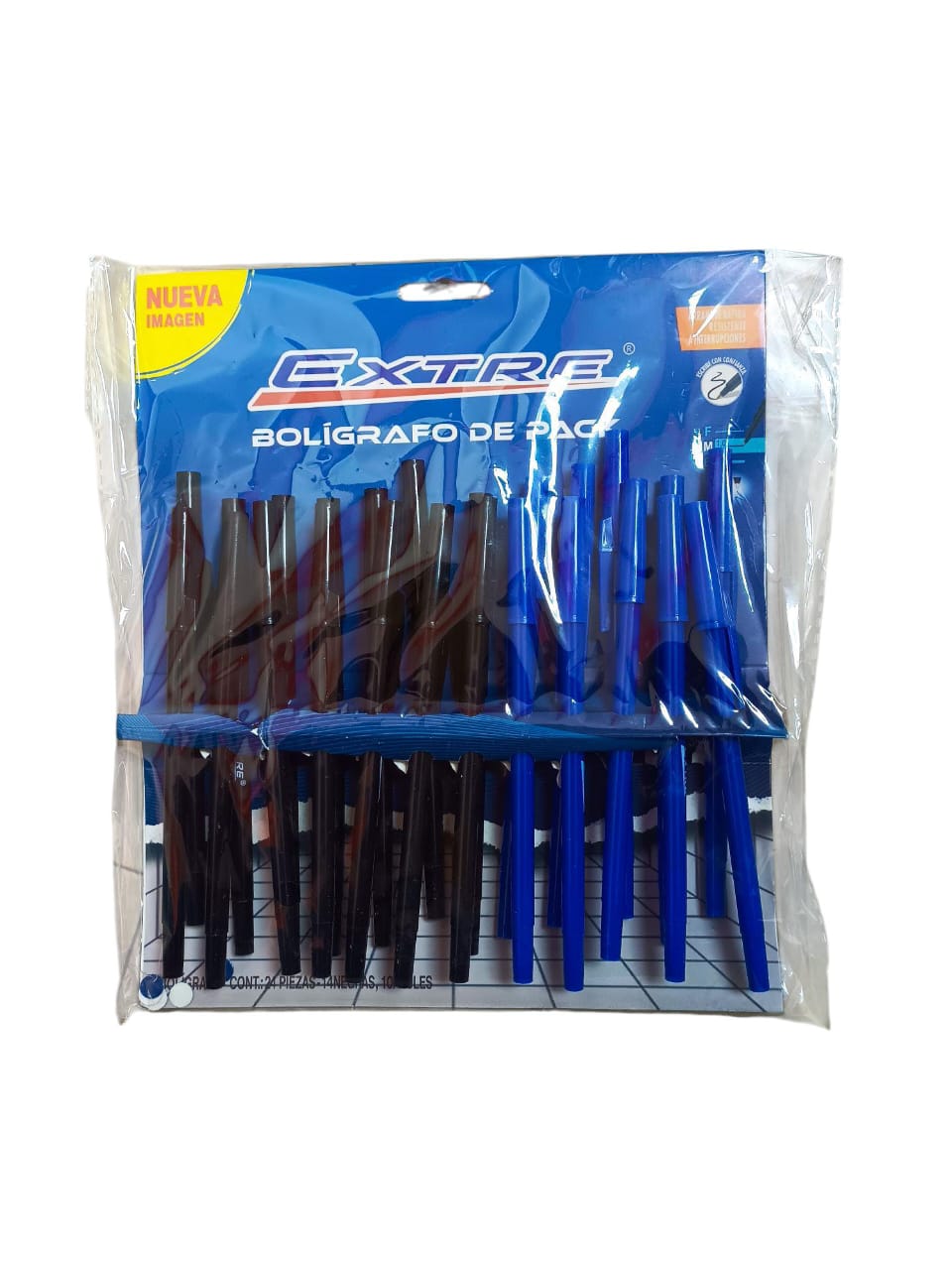 P/LAPICERO BLISTER EXTRE NEG/AZUL 1x24UND**